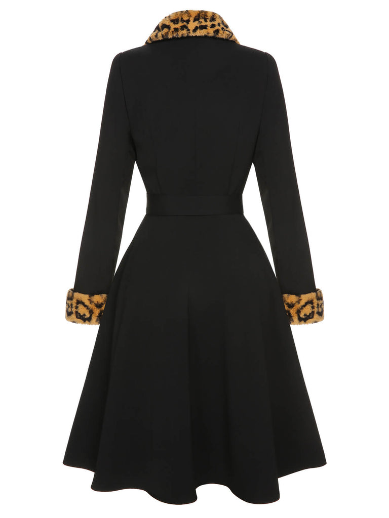 Cappotto leopardato con revers nero anni '50