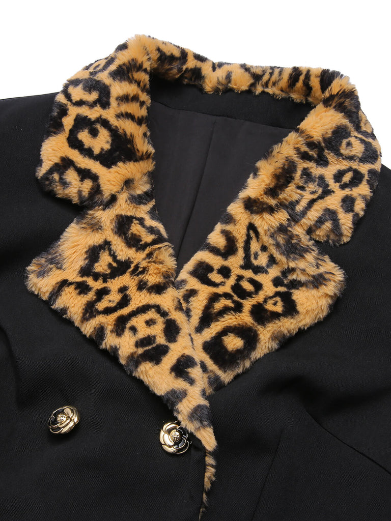 Cappotto leopardato con revers nero anni '50