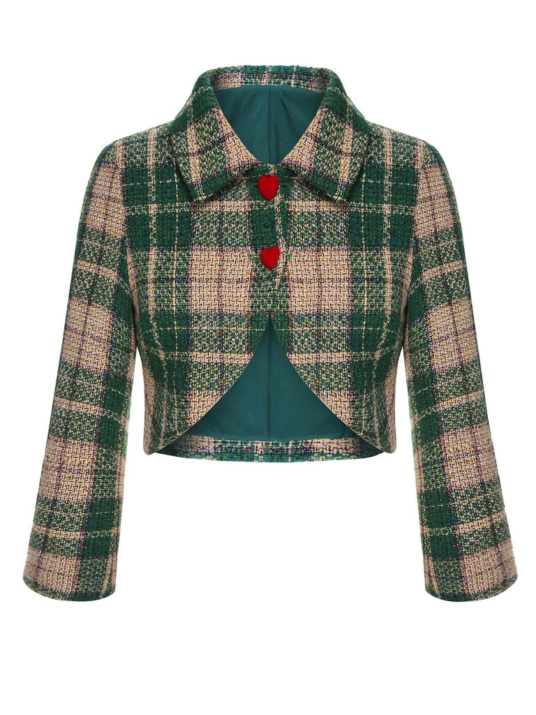 Giacca scozzese verde con risvolto anni '50