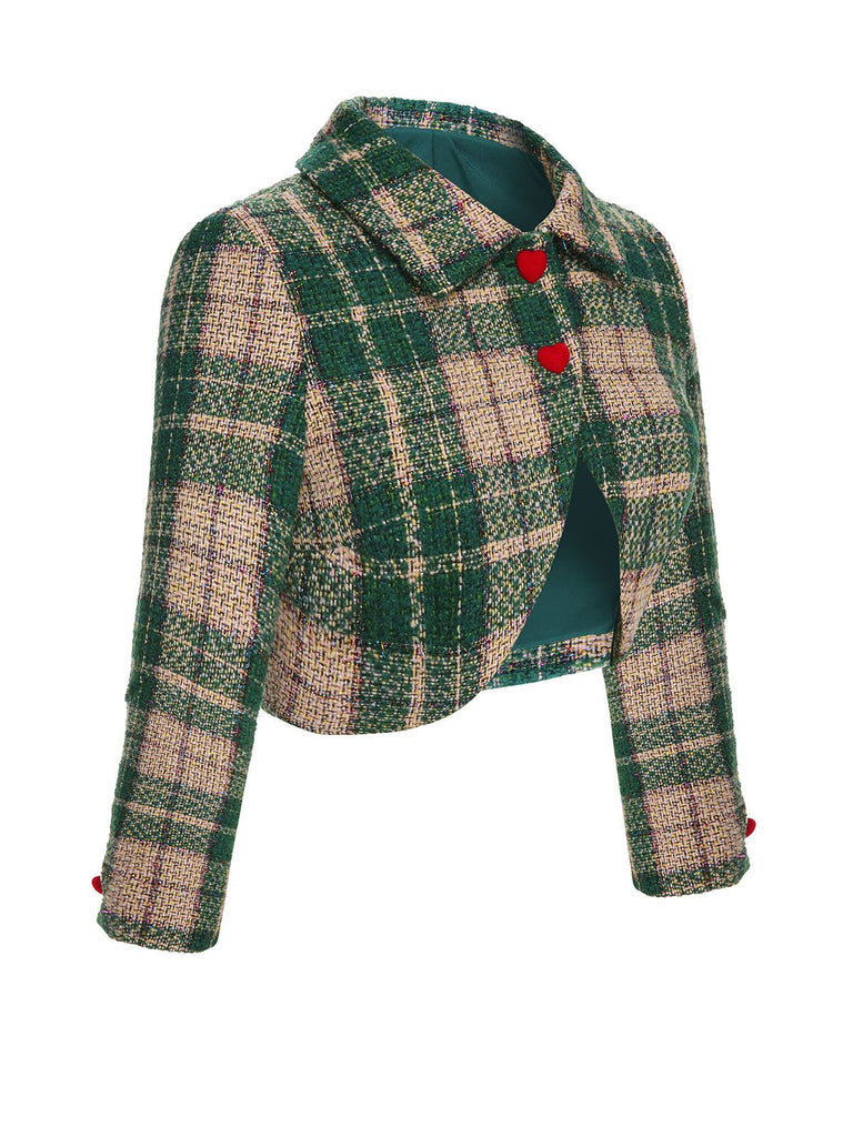 Giacca scozzese verde con risvolto anni '50