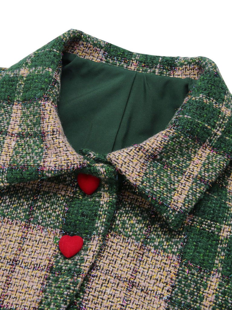 Giacca scozzese verde con risvolto anni '50