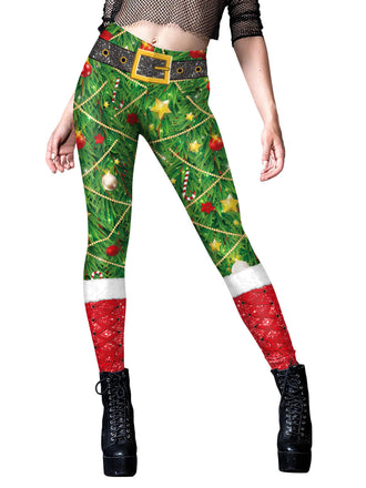 Leggings a campana con stella Natale verde e rosso anni '60
