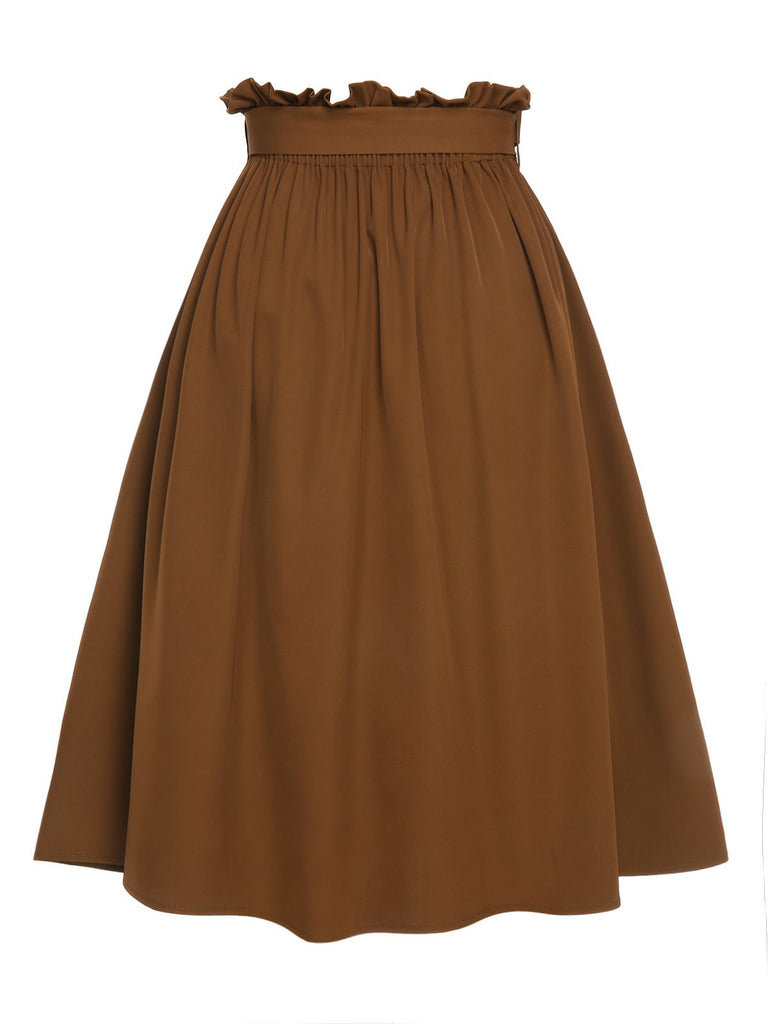 Gonna con cintura elastica in vita marrone anni '50