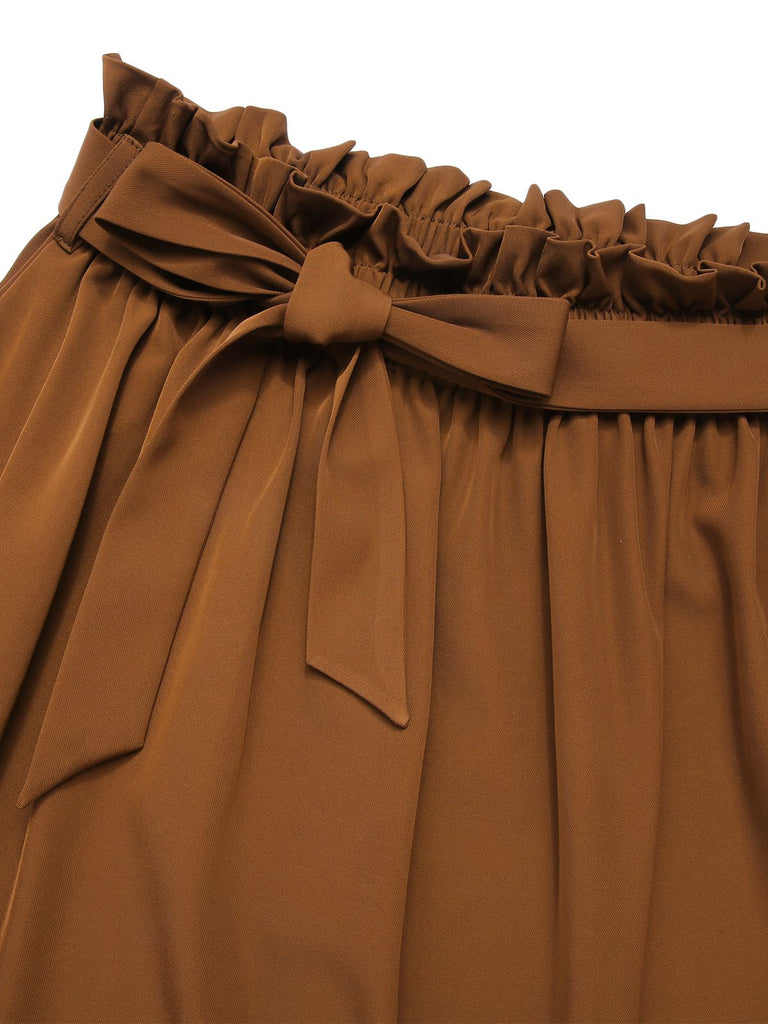 Gonna con cintura elastica in vita marrone anni '50