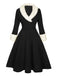 Abito con collo di pelliccia natalizio nero anni '50