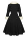 Abito con collo di pelliccia natalizio nero anni '50