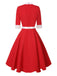 Abito con cintura patchwork e fiocco di alce rosso anni '50