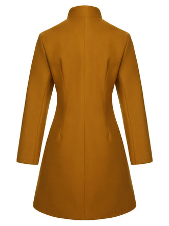 Cappotto in lana tinta unita con revers giallo medio anni '40