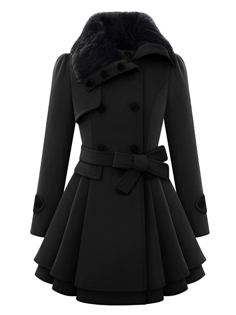 Cappotto invernale con collo di pelliccia anni '50