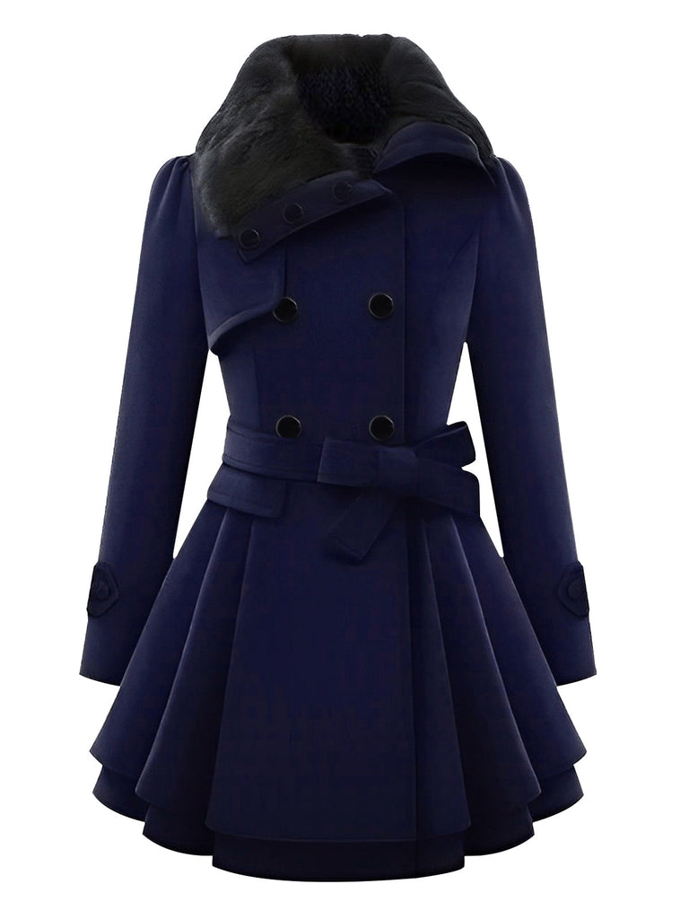 Cappotto invernale con collo di pelliccia anni '50