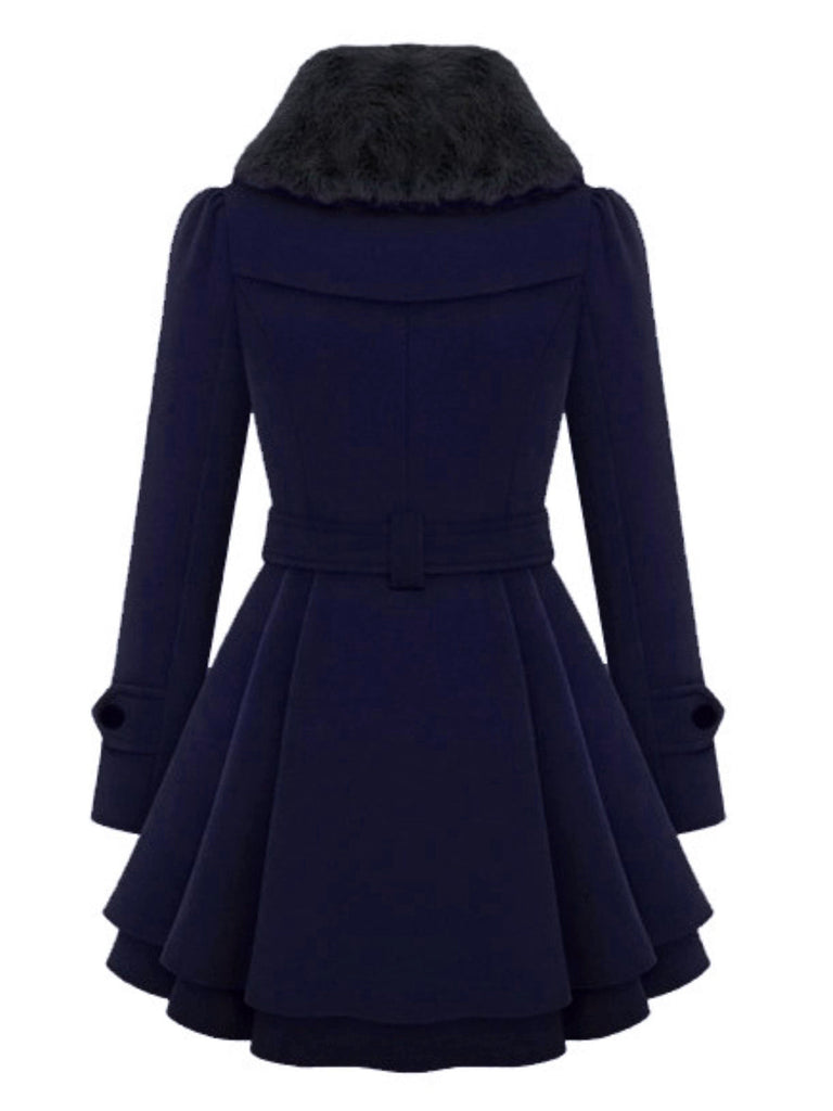 Cappotto invernale con collo di pelliccia anni '50