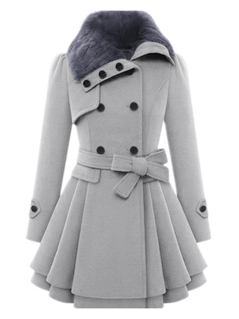 Cappotto invernale con collo di pelliccia anni '50