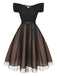 Abito con cintura a pois spalle scese bordeaux anni '50