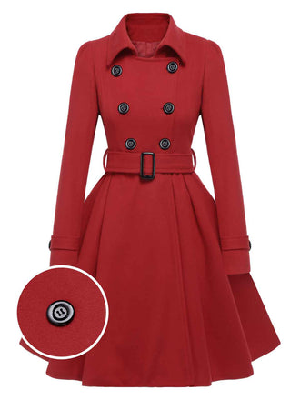 [Prevendita] Cappotto aderente con revers in tinta unita rosso anni '50