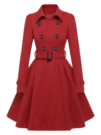 [Prevendita] Cappotto aderente con revers in tinta unita rosso anni '50