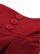 2PCS Camicetta rose e gonna plissettata rosso anni '60