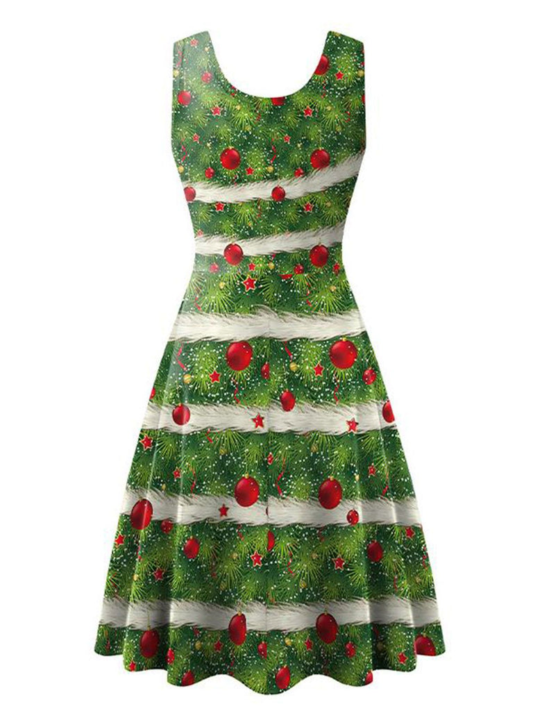 Abito senza maniche in maglia con stampa natalizia anni '50