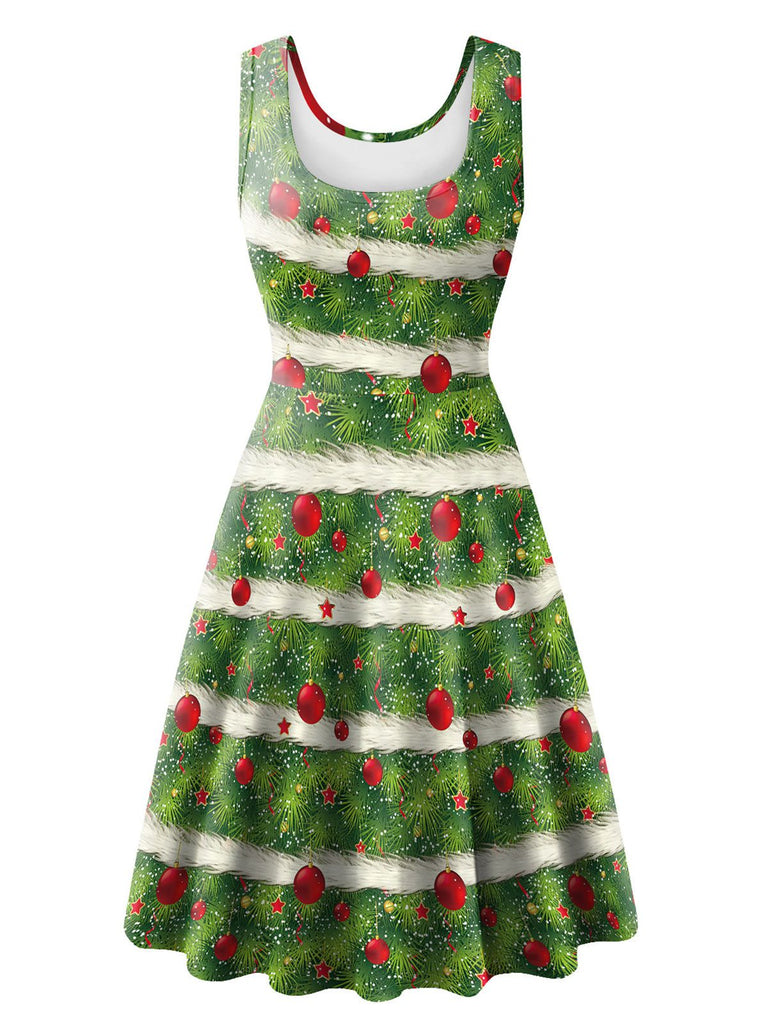 Abito senza maniche in maglia con stampa natalizia anni '50