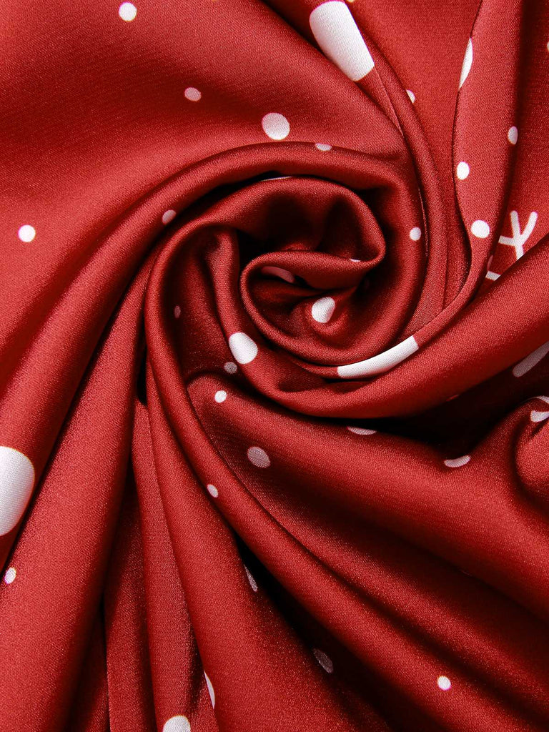 Abito da sirena con fiocco di neve natalizie rosso anni '30