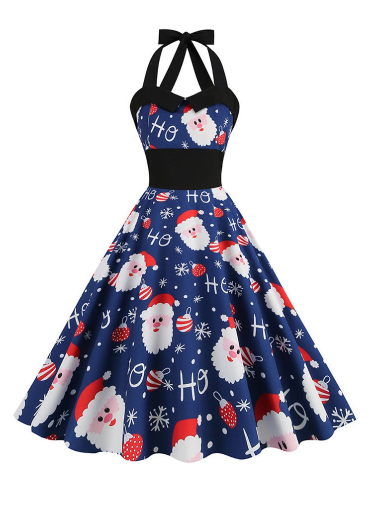 Abito Babbo Natale con lacci e scollo all'americana anni '50
