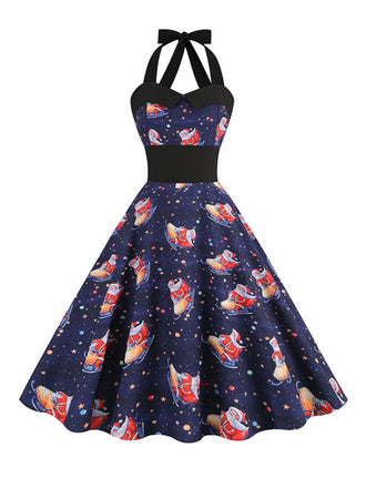 Abito Babbo Natale con lacci e scollo all'americana anni '50