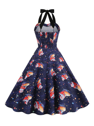 Abito Babbo Natale con lacci e scollo all'americana anni '50