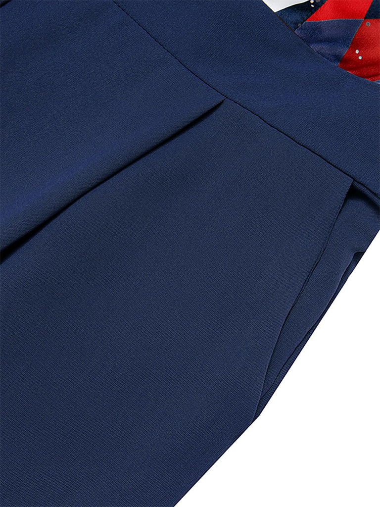 Tuta lunga in pizzo patchwork quadri natalizio verde anni '30