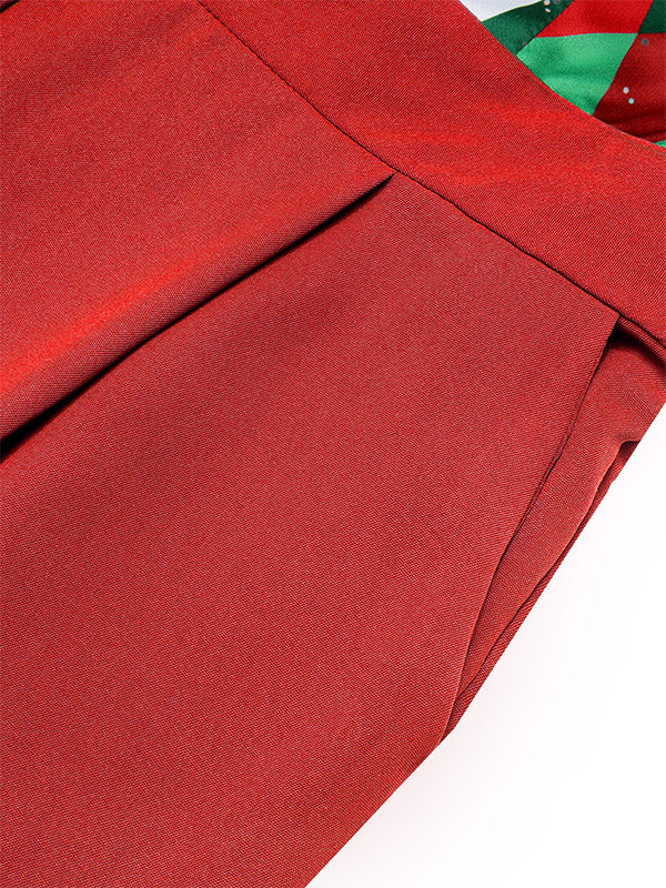 Tuta lunga in pizzo patchwork quadri natalizio verde anni '30