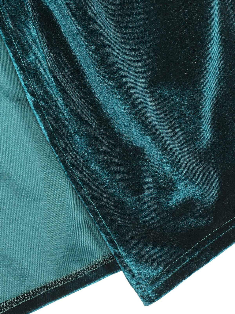 Abito in velluto con scollo a V tinta unita anni '60