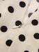 Abito maniche a sbuffo scollo quadrato a pois beige anni '60