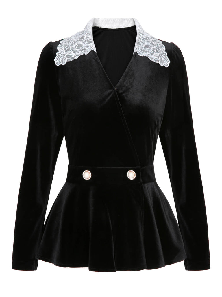 2PCS Top in velluto e gonna a sirena anni '30