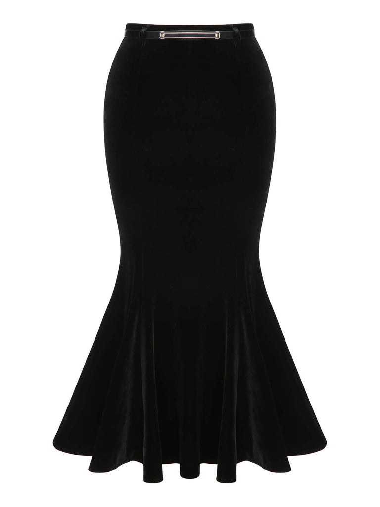 2PCS Top in velluto e gonna a sirena anni '30