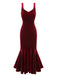 Abito da sirena in velluto con spalline bordeaux anni '30