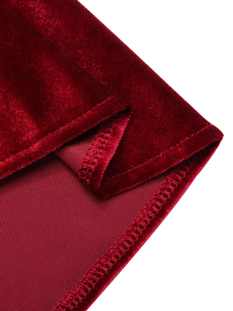 Abito da sirena in velluto con spalline bordeaux anni '30