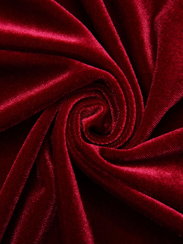 Abito da sirena in velluto con spalline bordeaux anni '30
