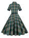 Abito plaid con risvolto verde militare scuro anni '50