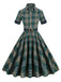 Abito plaid con risvolto verde militare scuro anni '50
