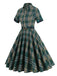 Abito plaid con risvolto verde militare scuro anni '50
