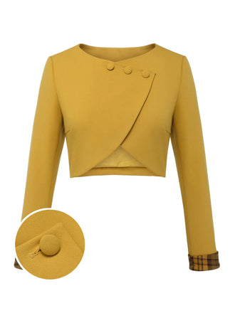 Cappotto corto con bottoni giallo anni '50