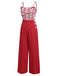 Tuta lunga cupcake e ciliegie con spalline rosso anni '30