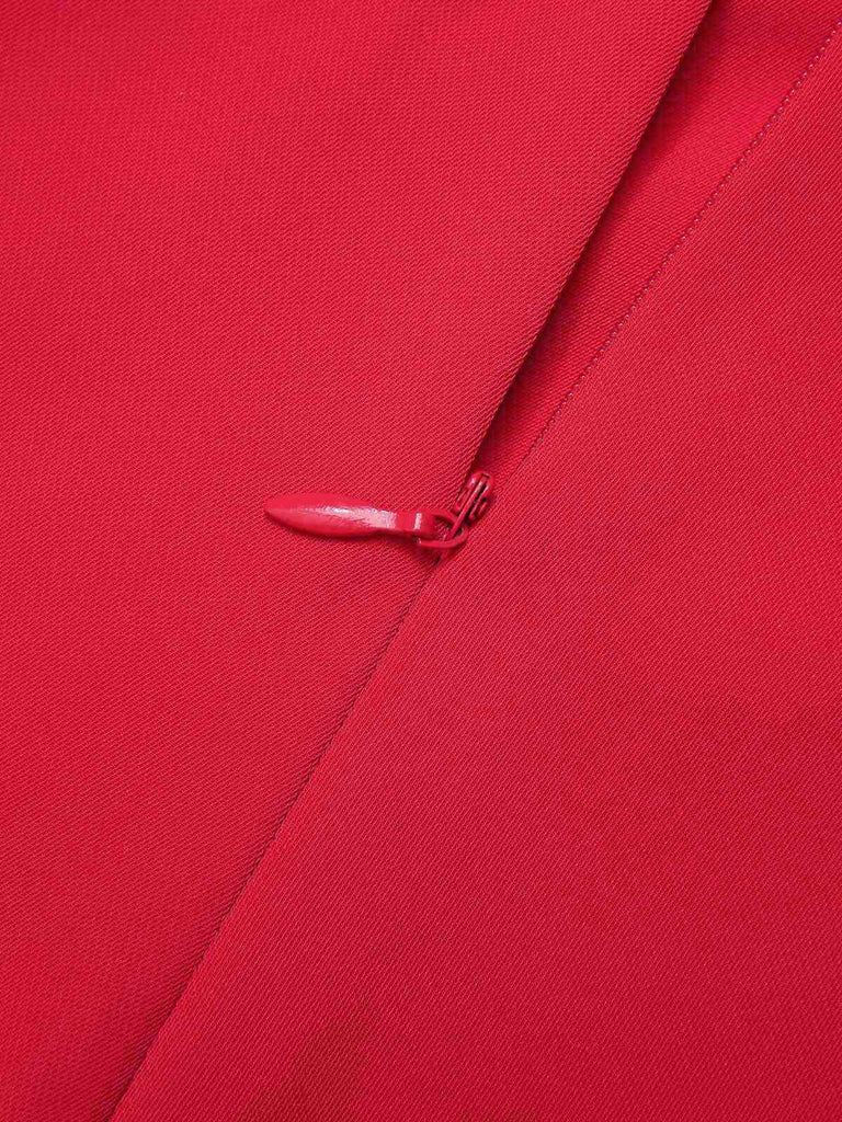Tuta lunga fragola scollo all'americana rosso anni '50