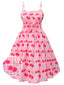 Abito ciliegie plaid con spalline sottili rosa anni '50