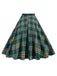 Gonna a ruota plaid verde anni '50