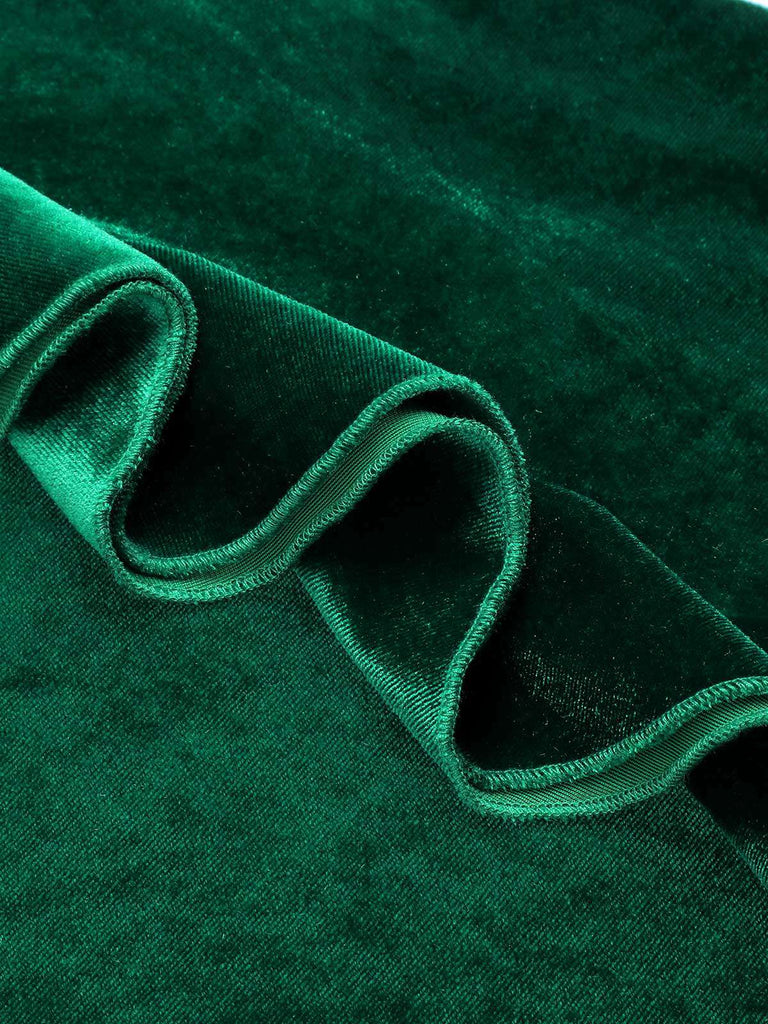 Abito da sirena in velluto e spalle scoperte verde anni '30