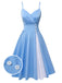 Abito con spalline sottili patchwork blu anni '50