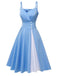 Abito con spalline sottili patchwork blu anni '50