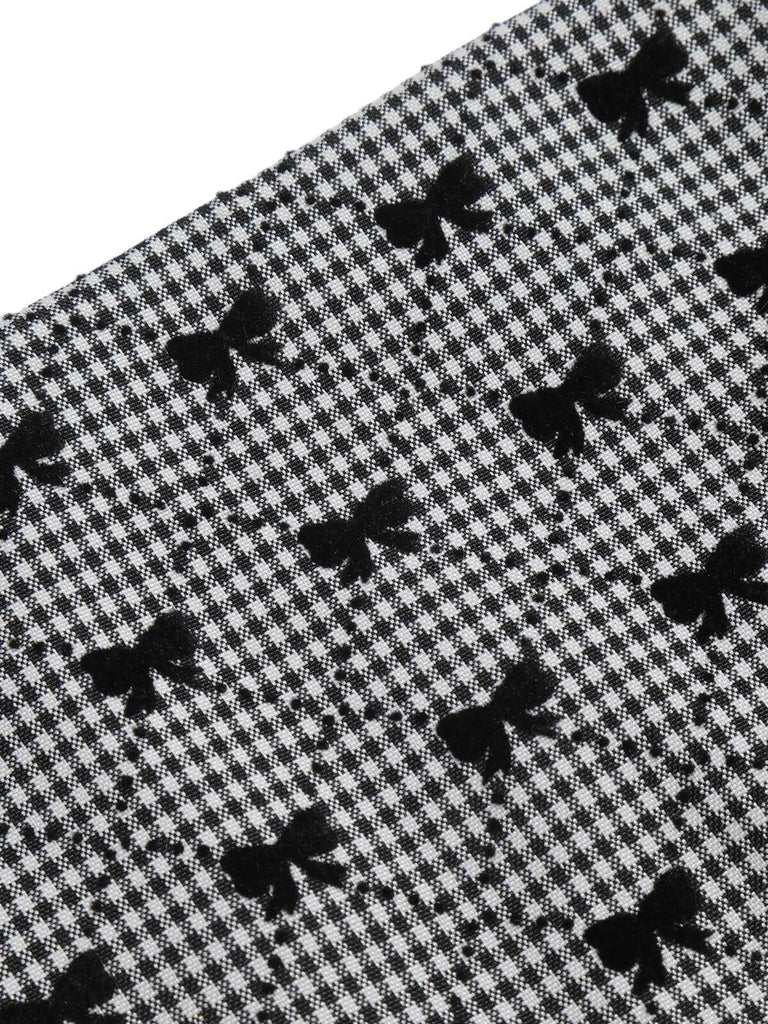 Tuta corta stampa fiocco spalline sottili patchwork nero anni '50