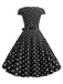 Abito a pois con maniche a cappuccio e cintura anni '50