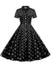 Abito a ruota pois a righe con fiocco anni '50