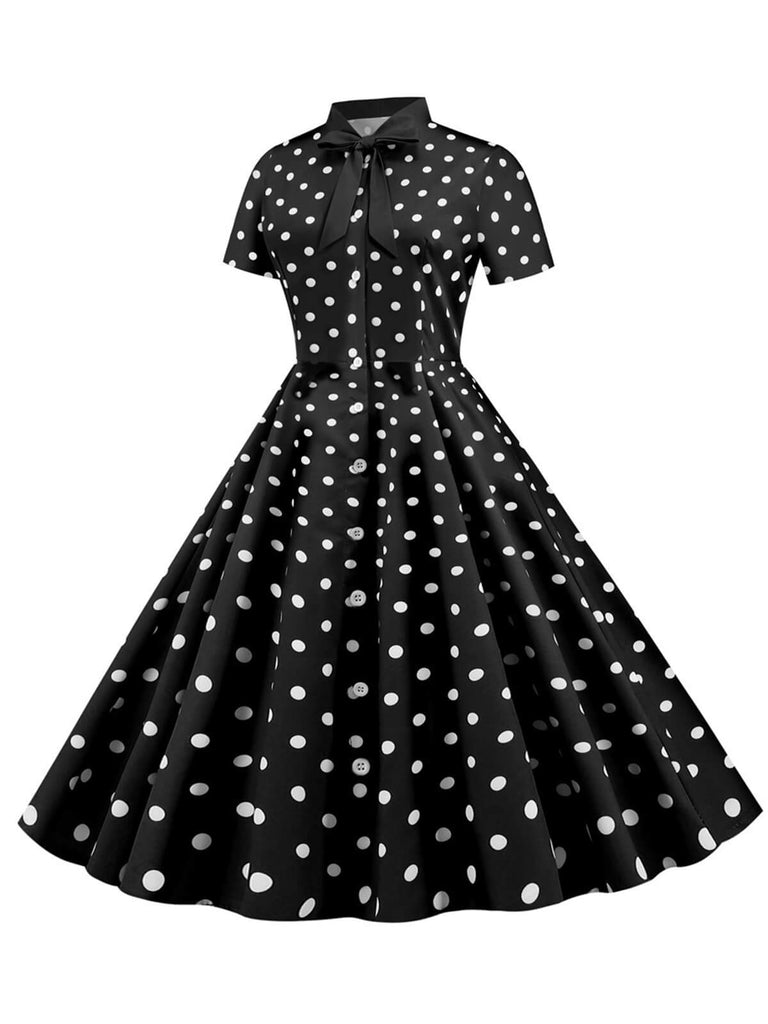 Abito a ruota pois a righe con fiocco anni '50